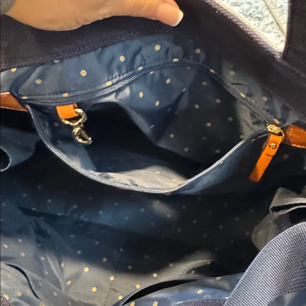 Kate Spade Metallic Silver Blue Diaper Bag Baby Tote Shoulder Bag Large